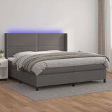  Box spring postelja z vzmetnico LED siva 200x200cm umetno usnje, (20900898) | Shoptok.si