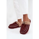Boto Women's slippers with fur and embroidery burgundy Perivelle | Shoptok.si