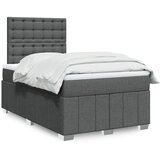 vidaXL Box spring postelja z vzmetnico temno siva 120x200 cm blago | Shoptok.si