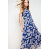 Trendyol Navy Blue Belted A-Line Midi Lined Halter Neck Sleeveless Floral Print Woven Dress Cijene