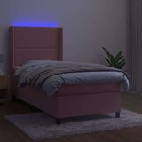  Krevet box spring s madracem LED ružičasti 100x200cm baršunasti | shoptok.hr