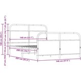 vidaXL Kovinski posteljni okvir brez vzmetnice dimljen hrast 140x200cm | Shoptok.si