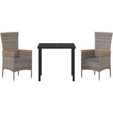  Vrtni set za objed s jastukom 3 pcs Siva Poli ratan | shoptok.hr