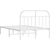 vidaXL Kovinski posteljni okvir z vzglavjem bel 120x200 cm | Shoptok.si