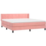  Box spring postelja z vzmetnico roza 160x200 cm žamet, (20894719) | Shoptok.si
