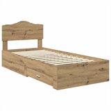  Krevetna konstrukcija s ladicama Umjetnički hrast 90 x 190 cm Smeđa 196 x 93 x 90 cm | shoptok.hr