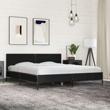 Posteljni okvir črn 200x200 cm inženirski les in kovina | Shoptok.si