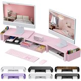 PYGOCERERI roza stojalo za dva monitorja s predalom | Shoptok.si