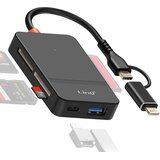 LINQ Večportno vozlišče USB C + Lightning Vsestranski bralnik kartic OTG, Črna, (5000220148) | Shoptok.si
