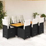 vidaXL 9-dijelni vrtni bistro set od poliratana s jastucima crni | shoptok.hr