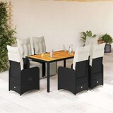 vidaXL vrtna bistro garnitura 7-delna z blazinami črn poli ratan, (21324008) | Shoptok.si