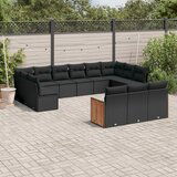  The Living Store Vrtna sedežna garnitura 13-delna z blazinami črn poli ratan - Vrtna Sedežna Garniture, (21479984) | Shoptok.si