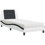  Postelja z vzmetnico bela in črna 90x190 cm umetno usnje | Shoptok.si