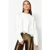 Trendyol Ecru Crop Super Wide fit Soft Textured Knitwear Sweater | Shoptok.si