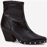 Boto Women's cowboy boots made of eco leather with heel black Abrielle | Shoptok.si