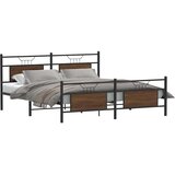 vidaXL Kovinski posteljni okvir brez vzmetnice rjavi hrast 180x200 cm | Shoptok.si