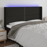  LED uzglavlje crno 183 x 16 x 118/128 cm od tkanine | Eponuda.com