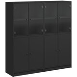 Furnova Knjižna omara z vrati črna 136x37x142 cm inženirski les, (21955120) | Shoptok.si
