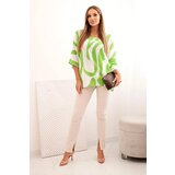 Kesi Włoski Women's cotton blouse in abstract pattern green | shoptok.hr