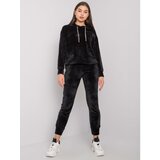 Fashion Hunters Black two-piece velor set | shoptok.hr