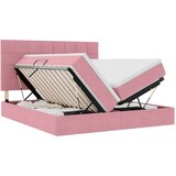  Postelja s shranjevanjem z vzmetnico Roza 180 x 200 cm Žamet, (5000100825) | Shoptok.si