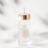 Crystallove Amethyst Straw Water Bottle staklena boca za vodu sa slamkom Rose 400 ml | shoptok.hr