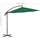  Konzolni vrtni suncobran s čeličnim stupom 300 cm zeleni | shoptok.hr