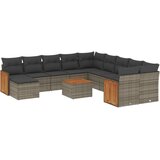  12-dijelni set vrtnih sofa od poliratana s jastucima sivi | shoptok.hr