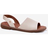 EVENTO Women's sandals on flat heel eco leather beige Dereka | Shoptok.si