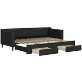 vidaXL izvlečna dnevna postelja s predali črna 80x200 cm blago, (20938124) | Shoptok.si