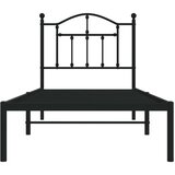 vidaXL Kovinski posteljni okvir z vzglavjem črn 90x190 cm | Shoptok.si