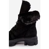 Boto Suede Lace-Up Boots with Faux Fur Workery Black Frendo | shoptok.hr