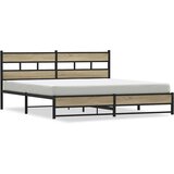 Metalni Kovinski posteljni okvir brez vzmetnice sonoma hrast 183x213 cm, (21610302) | Shoptok.si