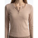 Sinsay Pamučna majica dugih rukava s Henley izrezom | shoptok.hr