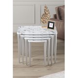 Hanah home set od 4 umetnutih stočića Telwe, beli mermer / srebrni | Eponuda.com
