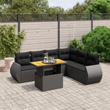  The Living Store Vrtna sedežna garnitura 7-delna z blazinami črn poli ratan - Vrtna Sedežna Garniture, (21478985) | Shoptok.si