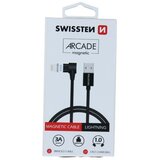 Swissten kabel USB/Lightning, Arcade, magnetski, platneni, 1.2m, 3A, crni | shoptok.hr