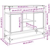  Komoda sa staklenom površinom boja hrasta 98x35x81 cm drvena | shoptok.hr