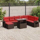 9-dijelni set vrtnih sofa s jastucima smeđi od poliratana bagrem | shoptok.hr
