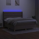  box spring s madracem LED smeđesivi 180x200 cm tkanina | shoptok.hr