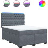 vidaXL Box spring postelja z vzmetnico temno siva 140x200 cm žamet | Shoptok.si