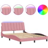vidaXL Posteljni okvir z LED lučkami roza 140x190 cm žamet, (21086466) Cene