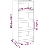 vidaXL knjižna omara / pregrada siva 60x30x135,5 cm trden les | Shoptok.si