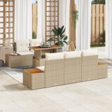 vidaXL Set vrtnih kavčev s 6 kosi in blazinami, bež poli ratan | Shoptok.si