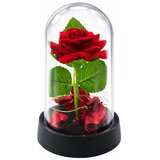  Vječna ruža u kupoli s LED rasvjetom crvena s laticama ruže 14x8cm | shoptok.hr