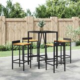  5-dijelni vrtni barski set crni od poliratana i drva bagrema Crna 70 cm table length | shoptok.hr