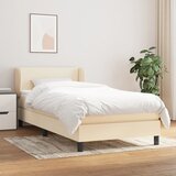 vidaXL Box spring postelja z vzmetnico krem 90x200 cm blago Cene