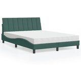vidaXL Postelja z vzmetnico temno zelena 140x190 cm žamet Cene