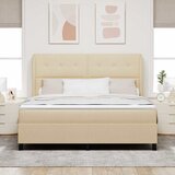  s opruga kutije s uzglavljem Krema 180 x 200 cm tkanina | shoptok.hr