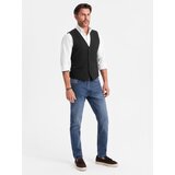 Ombre Elegant men's SLIM FIT herringbone vest - black | ePonuda.com